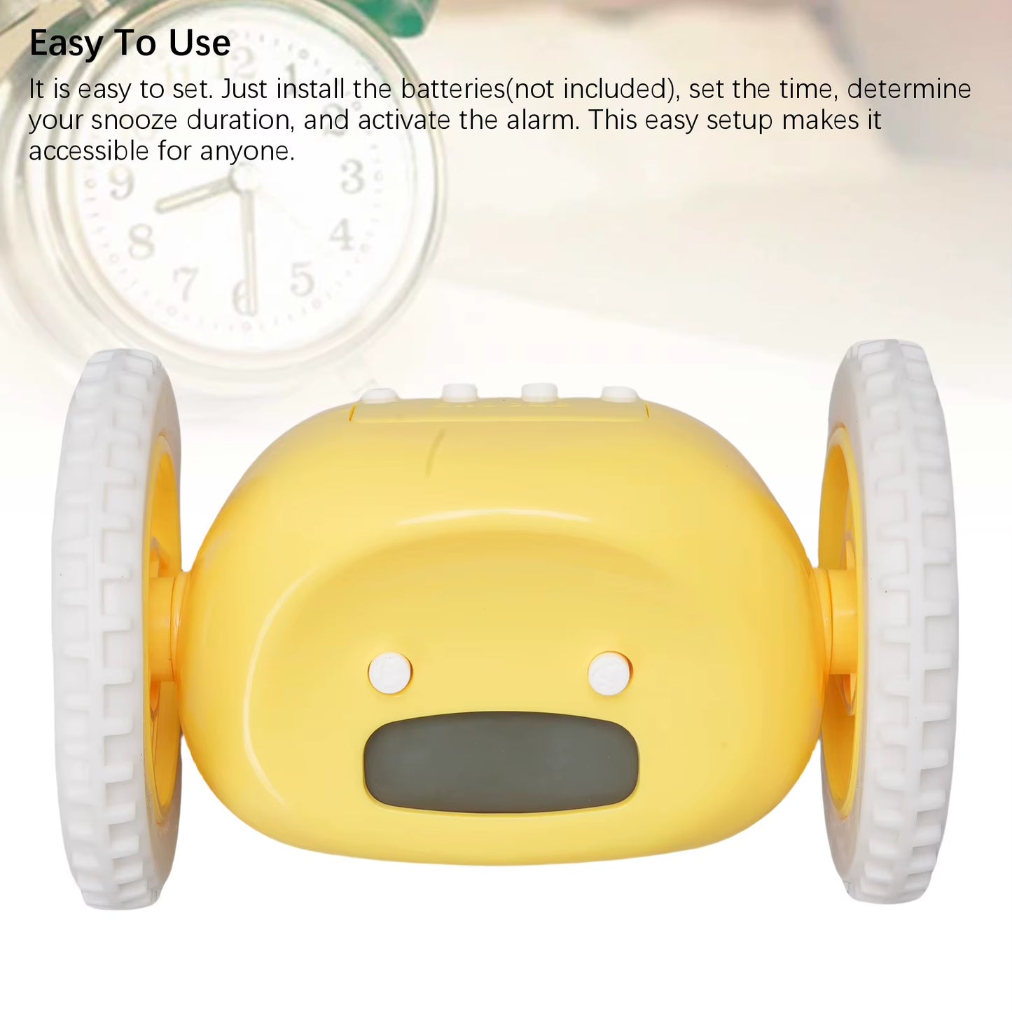 Wake Up on Time with the Extra Loud Alarm Clock on Wheels - Perfect for Heavy Sleepers!