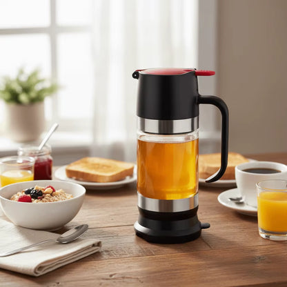 Premium 300 ML Clear Glass Honey Dispenser - Leak-Proof, No Drip Design with Convenient Handle