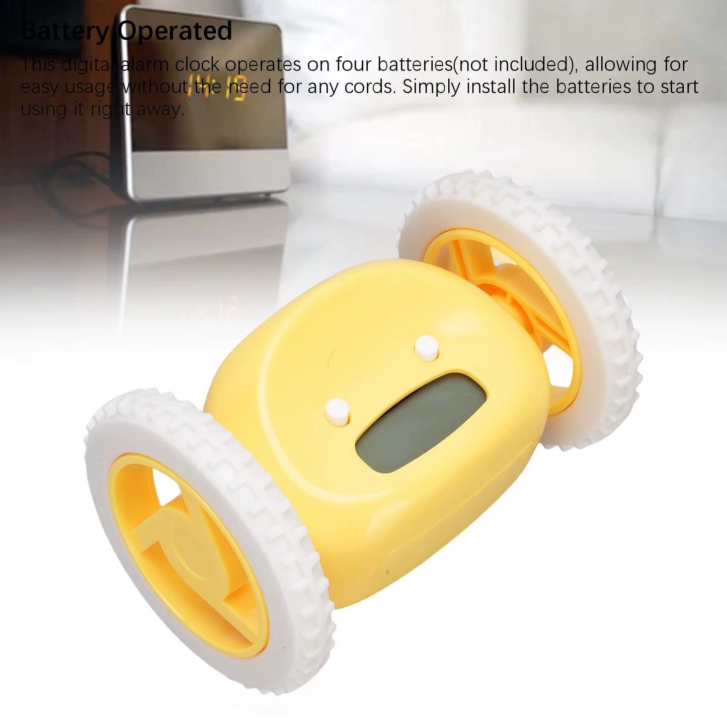 Wake Up on Time with the Extra Loud Alarm Clock on Wheels - Perfect for Heavy Sleepers!