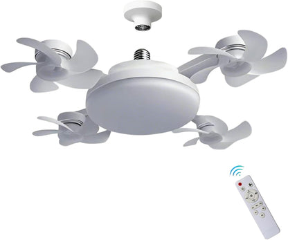 Transform Your Space with the Versatile 4-Head Socket Fan Light – Remote-Controlled, Dimmable LED with 3 Color Temperatures & Wind Speeds for Ultimate Comfort