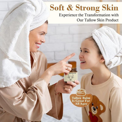 Nourish Your Skin Naturally: Organic Grass-Fed Beef Tallow Whipped Moisturizer with Honey Balm for Deep Hydration and Soothing Relief (4.23Oz, Unscented)