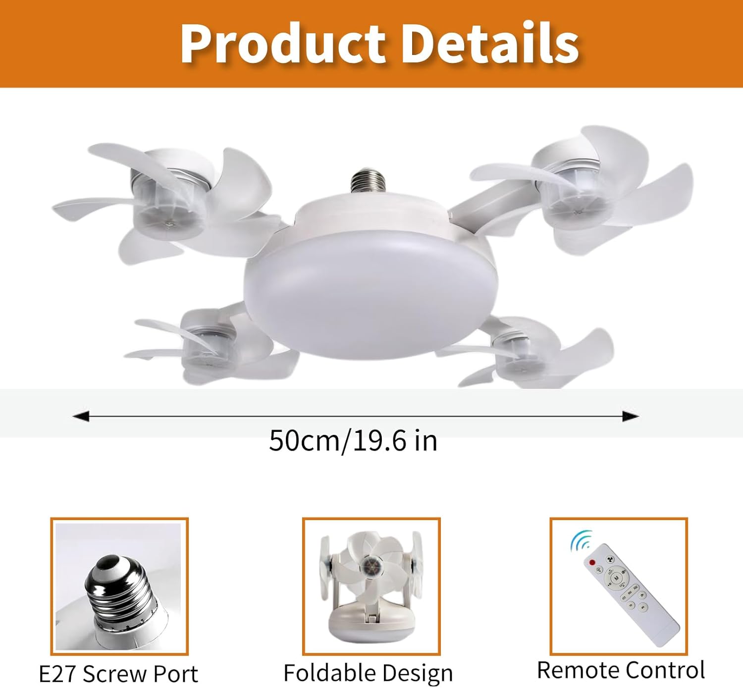 Transform Your Space with the Versatile 4-Head Socket Fan Light – Remote-Controlled, Dimmable LED with 3 Color Temperatures & Wind Speeds for Ultimate Comfort