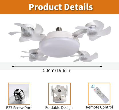 Transform Your Space with the Versatile 4-Head Socket Fan Light – Remote-Controlled, Dimmable LED with 3 Color Temperatures & Wind Speeds for Ultimate Comfort