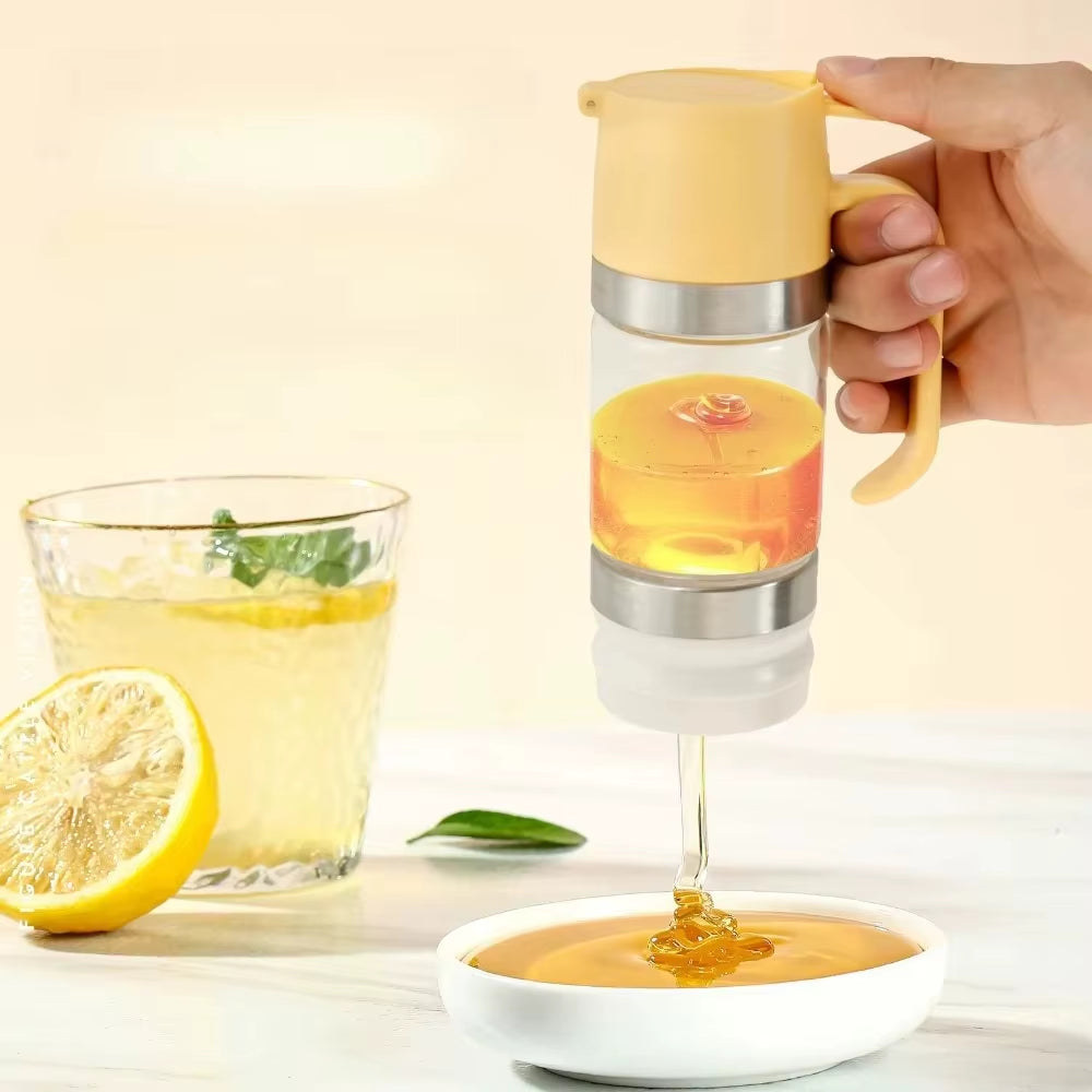 Premium 300 ML Clear Glass Honey Dispenser - Leak-Proof, No Drip Design with Convenient Handle