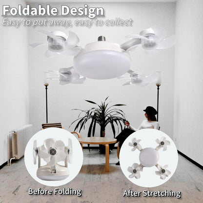 Transform Your Space with the Versatile 4-Head Socket Fan Light – Remote-Controlled, Dimmable LED with 3 Color Temperatures & Wind Speeds for Ultimate Comfort