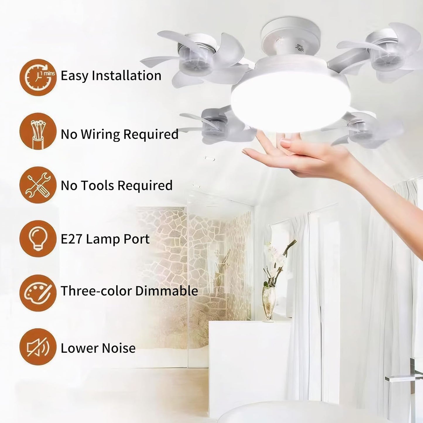 Transform Your Space with the Versatile 4-Head Socket Fan Light – Remote-Controlled, Dimmable LED with 3 Color Temperatures & Wind Speeds for Ultimate Comfort