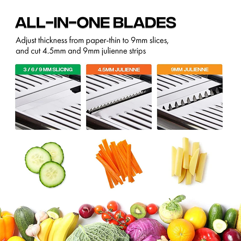 Versatile Adjustable Stainless Steel Mandoline Slicer - Effortlessly Slice Potatoes, Tomatoes, Onions, and Carrots with Precision!