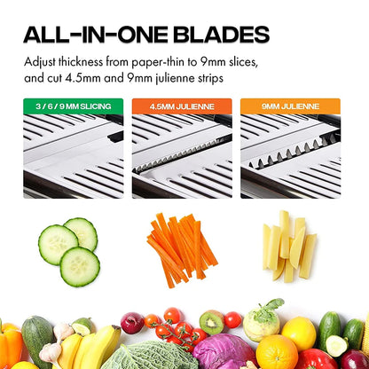 Versatile Adjustable Stainless Steel Mandoline Slicer - Effortlessly Slice Potatoes, Tomatoes, Onions, and Carrots with Precision!