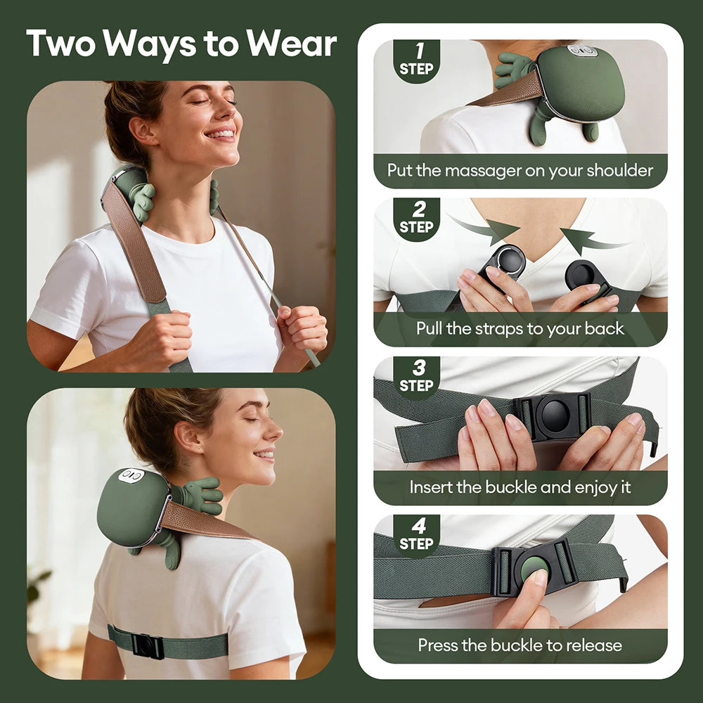 Experience Ultimate Relaxation with the 4D Bionic Finger Neck and Shoulder Massager – Wireless Cervical Trapezius Kneading Shawl with Brushless Motor