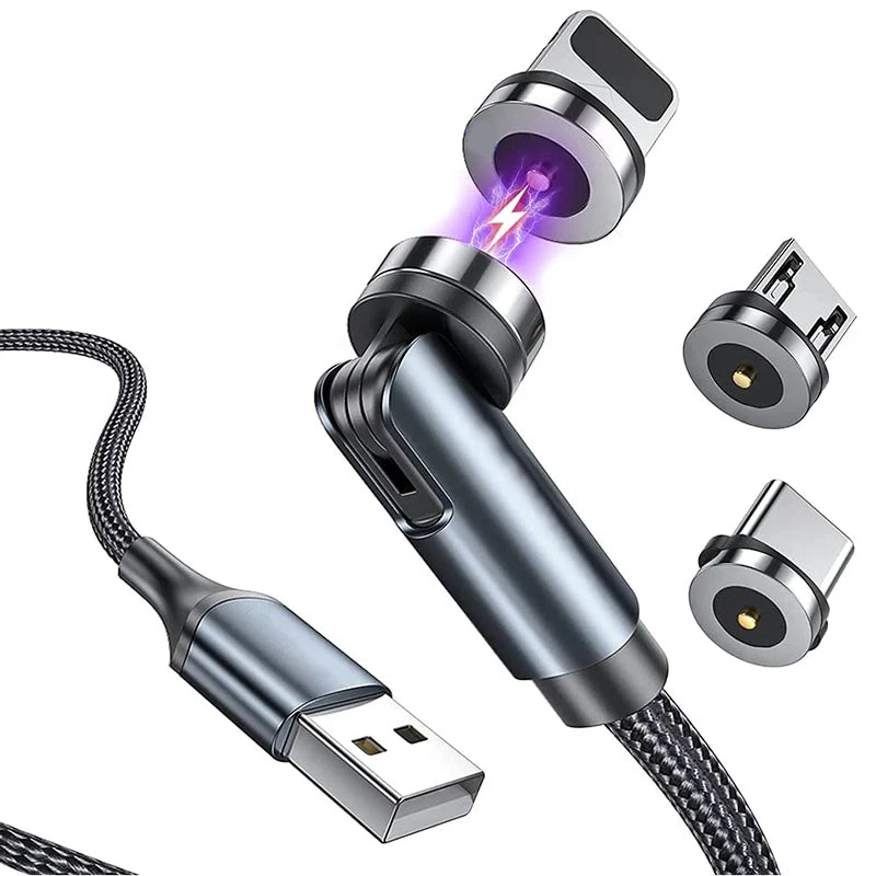 Experience Ultimate Convenience with the 540 Rotate Magnetic Type-C Mobile Phone Charger Cable for iPhone, Samsung, and Xiaomi