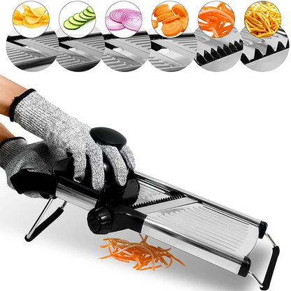 Versatile Adjustable Stainless Steel Mandoline Slicer - Effortlessly Slice Potatoes, Tomatoes, Onions, and Carrots with Precision!