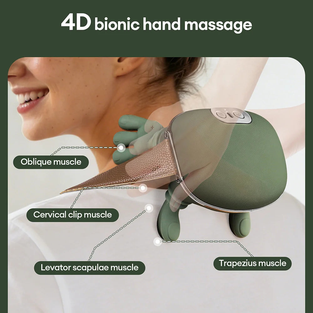Experience Ultimate Relaxation with the 4D Bionic Finger Neck and Shoulder Massager – Wireless Cervical Trapezius Kneading Shawl with Brushless Motor