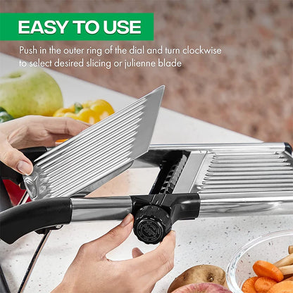 Versatile Adjustable Stainless Steel Mandoline Slicer - Effortlessly Slice Potatoes, Tomatoes, Onions, and Carrots with Precision!