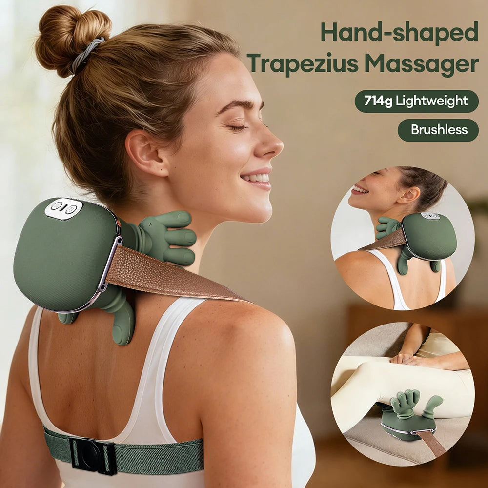 Experience Ultimate Relaxation with the 4D Bionic Finger Neck and Shoulder Massager – Wireless Cervical Trapezius Kneading Shawl with Brushless Motor