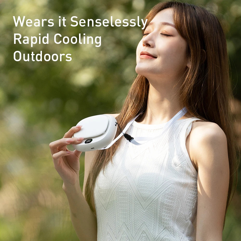 Experience Ultimate Comfort with the 2024 Rechargeable Handheld Mini Fan - Versatile Neck Hanging Design with 5 Speed Settings and Digital Display