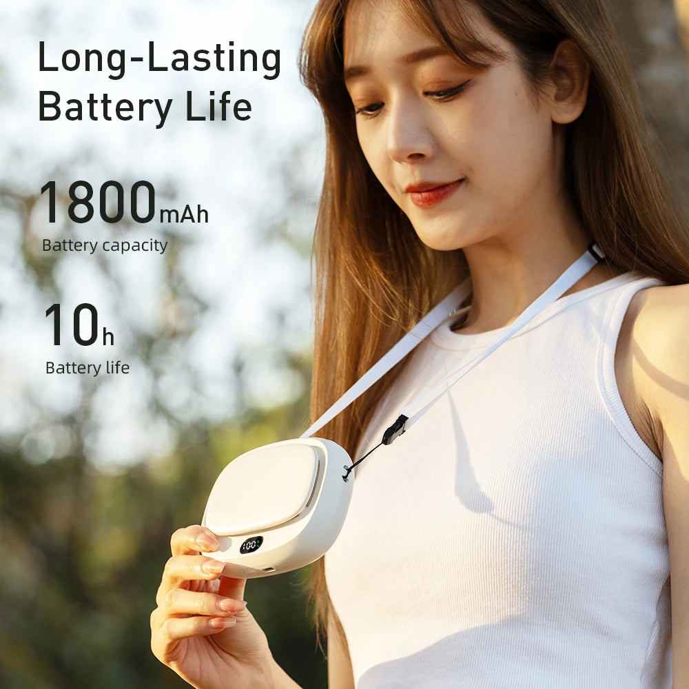 Experience Ultimate Comfort with the 2024 Rechargeable Handheld Mini Fan - Versatile Neck Hanging Design with 5 Speed Settings and Digital Display