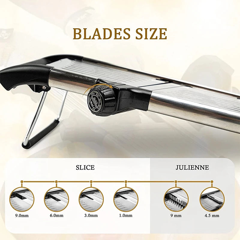 Versatile Adjustable Stainless Steel Mandoline Slicer - Effortlessly Slice Potatoes, Tomatoes, Onions, and Carrots with Precision!