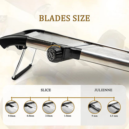 Versatile Adjustable Stainless Steel Mandoline Slicer - Effortlessly Slice Potatoes, Tomatoes, Onions, and Carrots with Precision!