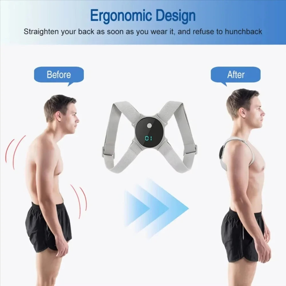 Transform Your Posture with the Adjustable Smart Back Brace - Vibration Reminder for Neck Pain Relief, Perfect for Adults and Kids