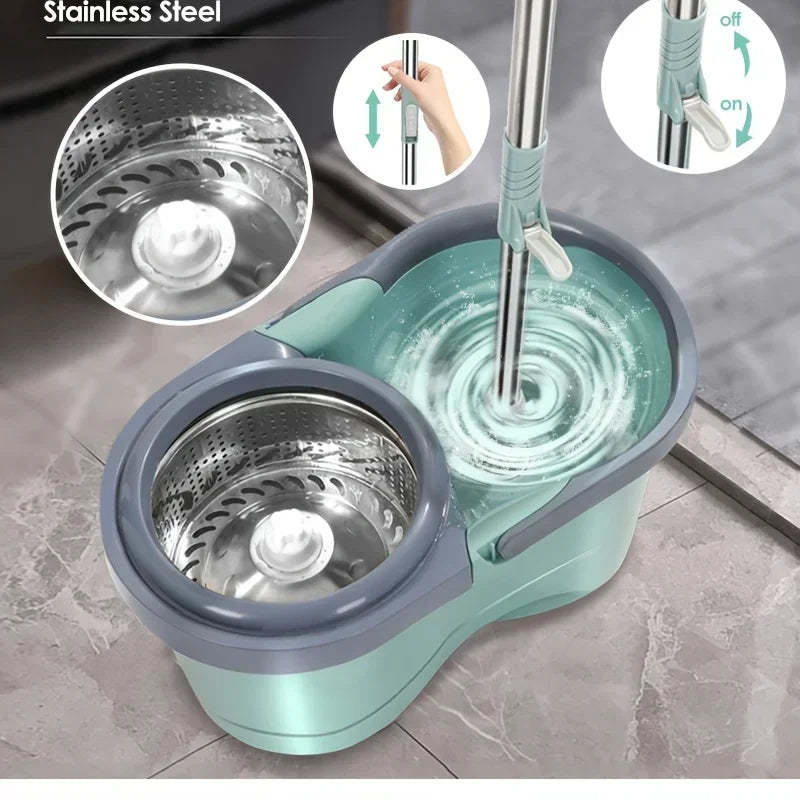 Effortless Cleaning with the Automatic Rotation Labor-Saving Mop and Magic Mop Bucket Set