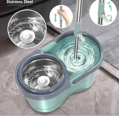 Effortless Cleaning with the Automatic Rotation Labor-Saving Mop and Magic Mop Bucket Set