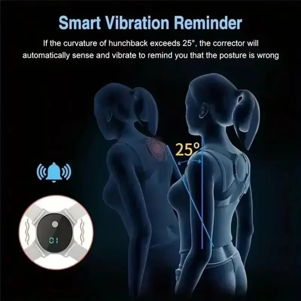 Transform Your Posture with the Adjustable Smart Back Brace - Vibration Reminder for Neck Pain Relief, Perfect for Adults and Kids