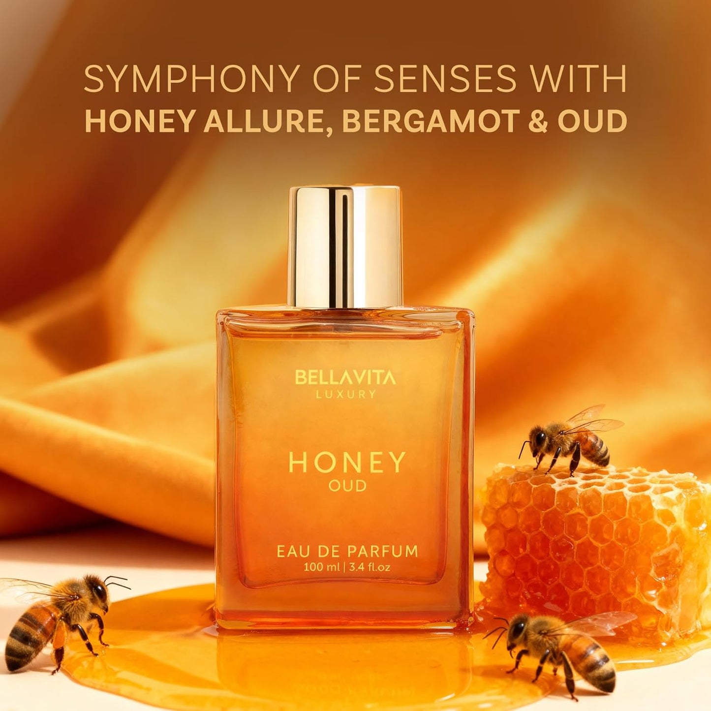 Experience Luxury with Bellavita Honey Oud Eau De Parfum (100Ml) - The Perfect Valentine’s Day Gift for Her | Unisex Fragrance with Warm Spices, Floral Notes, and Long-Lasting Appeal