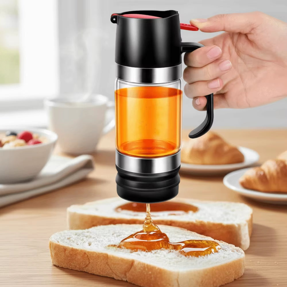 Premium 300 ML Clear Glass Honey Dispenser - Leak-Proof, No Drip Design with Convenient Handle