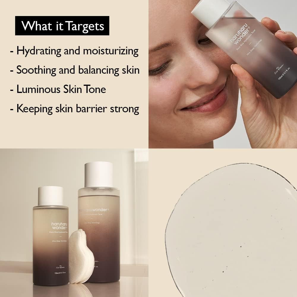 Wonder Black Rice Hyaluronic Toner - Achieve Deep Hydration & Glass Skin with Vegan, Cruelty-Free Formula - 10.1 Fl.Oz