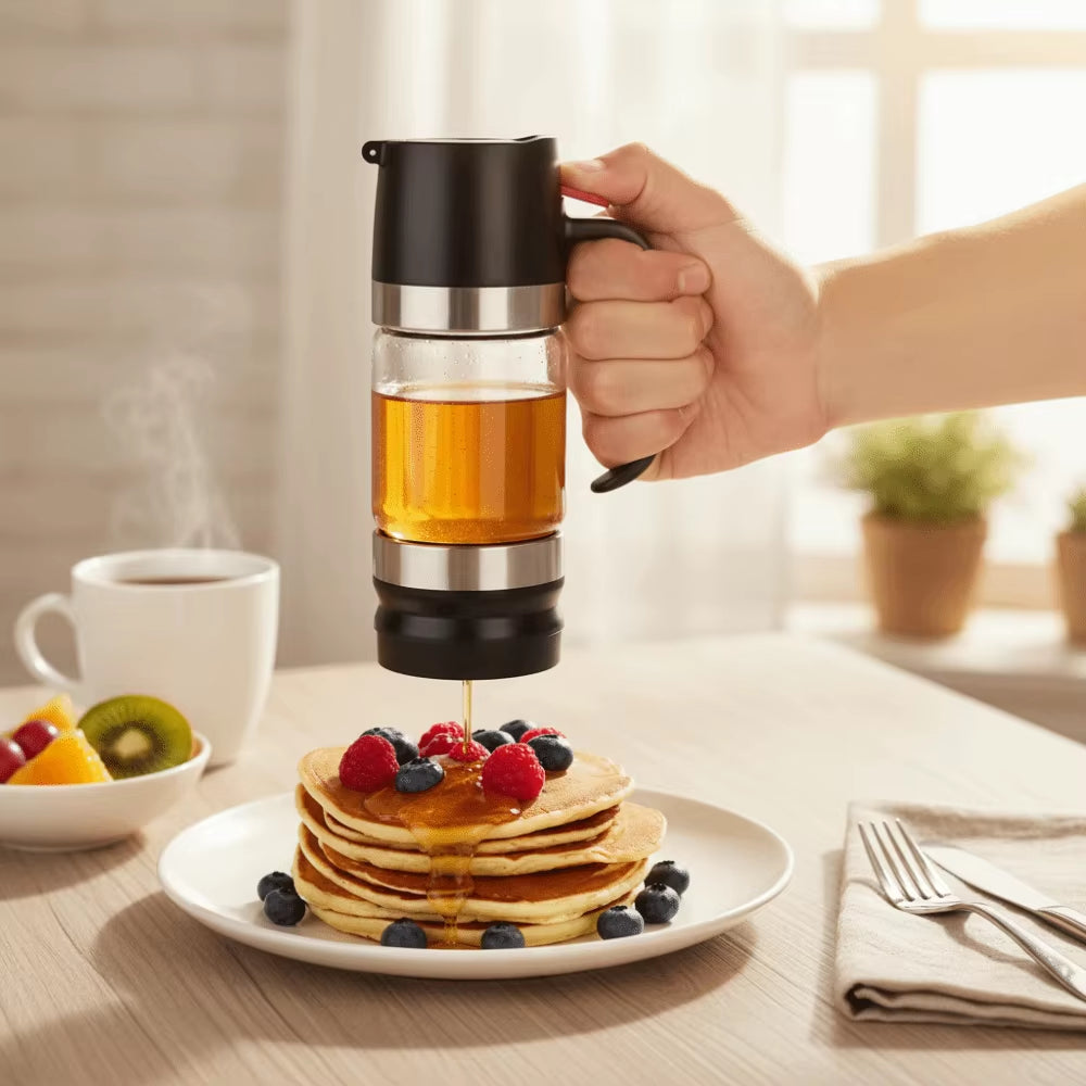 Premium 300 ML Clear Glass Honey Dispenser - Leak-Proof, No Drip Design with Convenient Handle