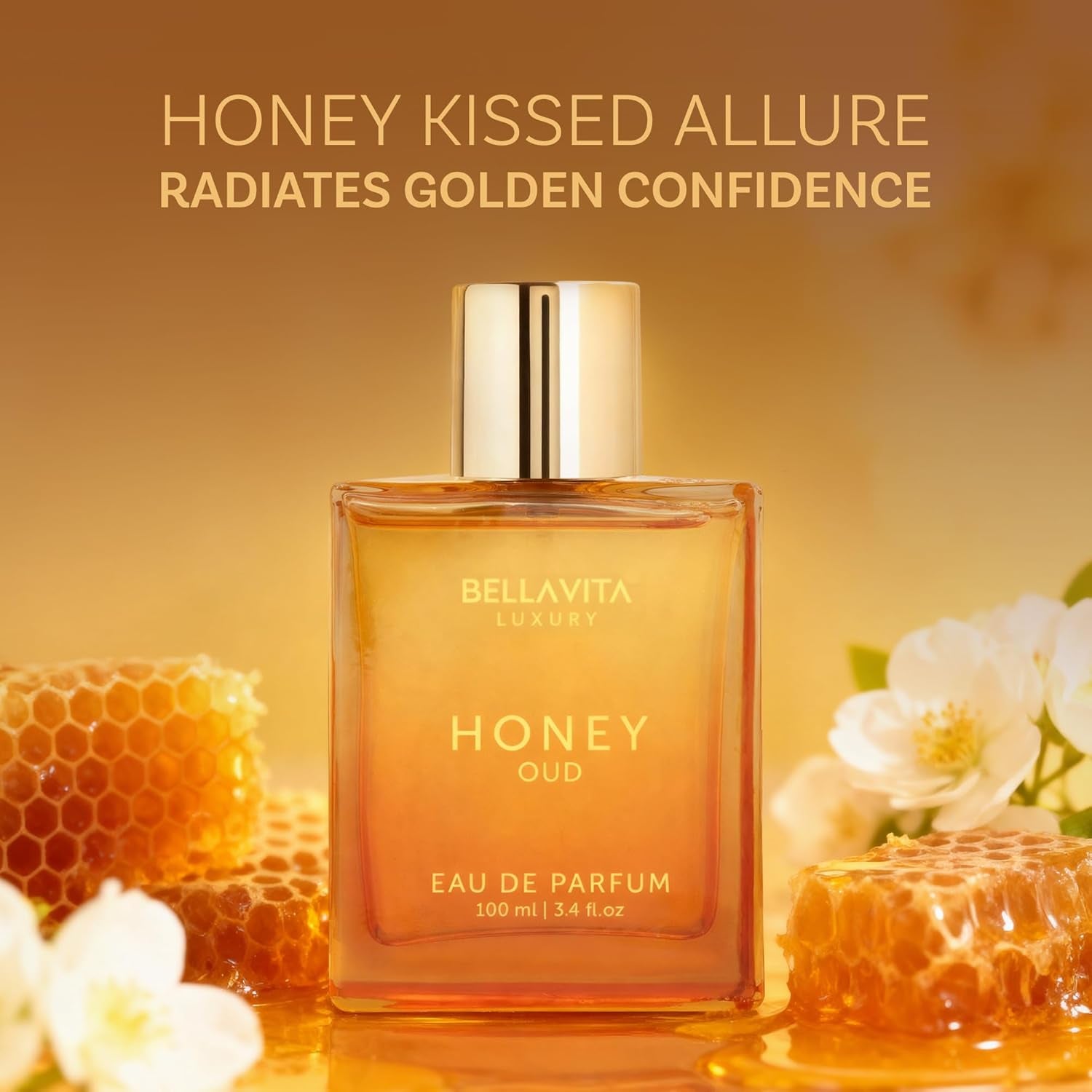 Experience Luxury with Bellavita Honey Oud Eau De Parfum (100Ml) - The Perfect Valentine’s Day Gift for Her | Unisex Fragrance with Warm Spices, Floral Notes, and Long-Lasting Appeal