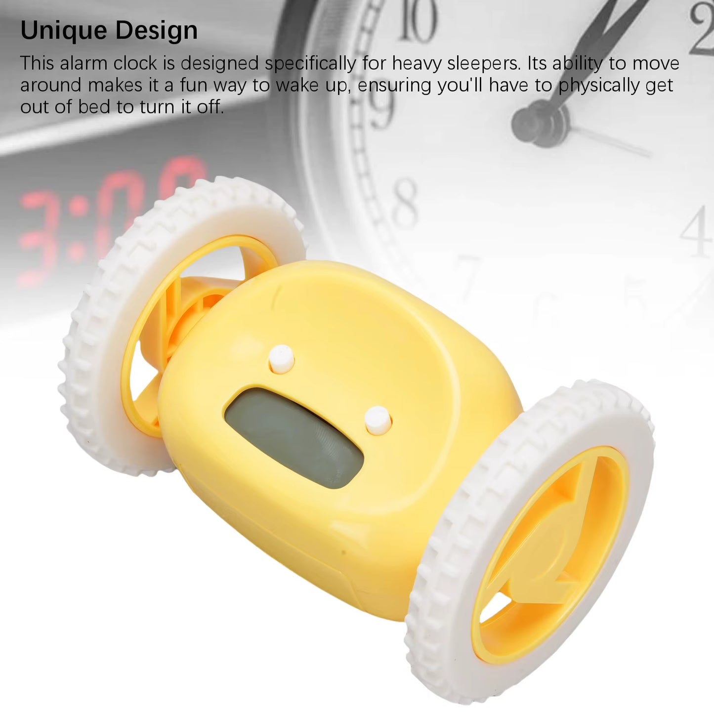 Wake Up on Time with the Extra Loud Alarm Clock on Wheels - Perfect for Heavy Sleepers!