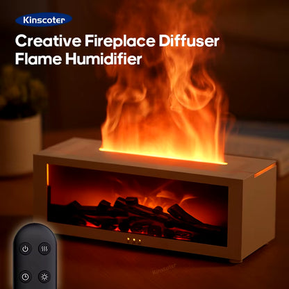 Elevate Your Space: Creative Fireplace Aroma Diffuser with LED Light, Remote Control & Auto-Off Feature for Ultimate Relaxation